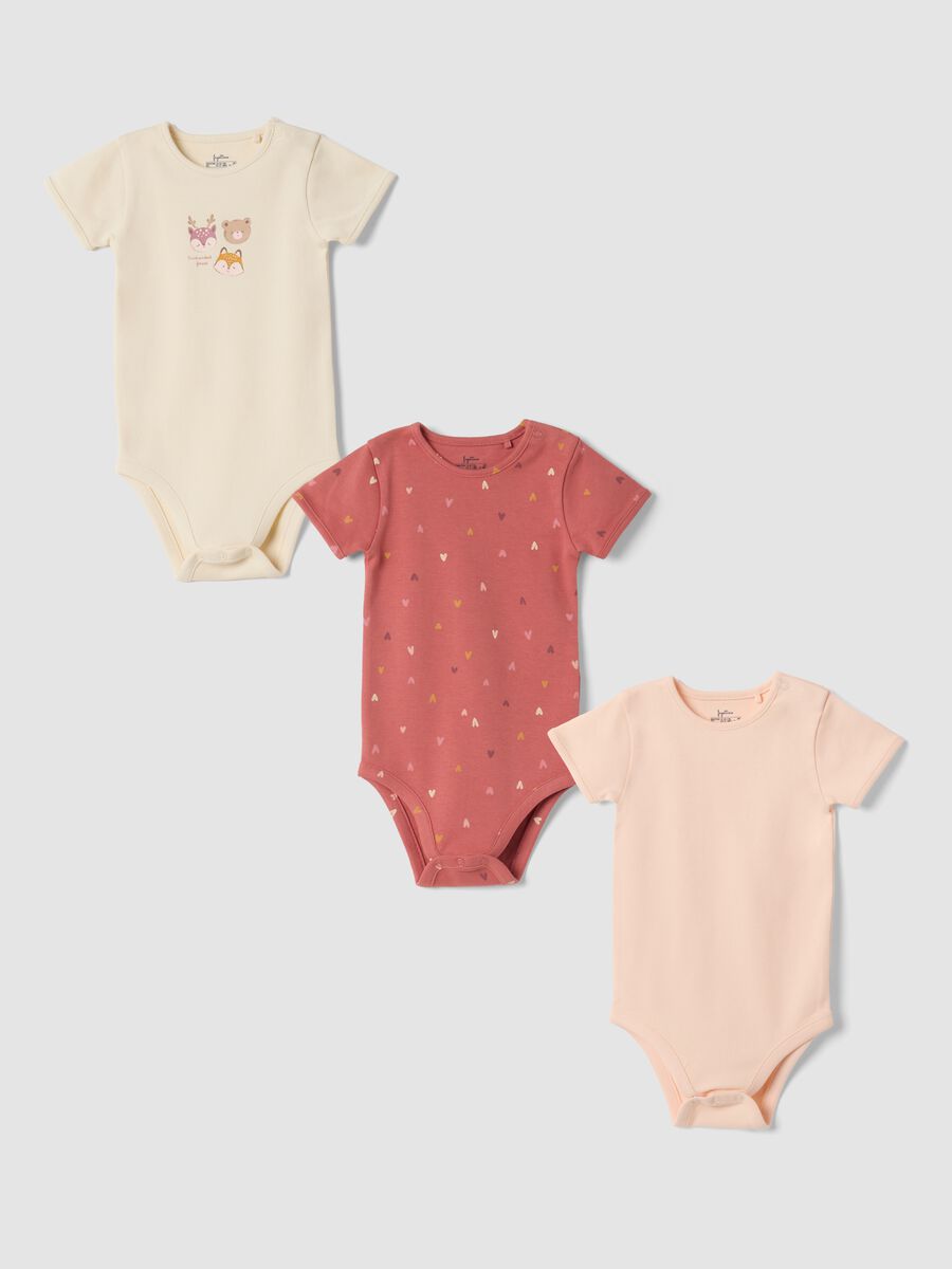 3-pack Multicolour Organic Cotton Crew-Neck Bodysuits_0
