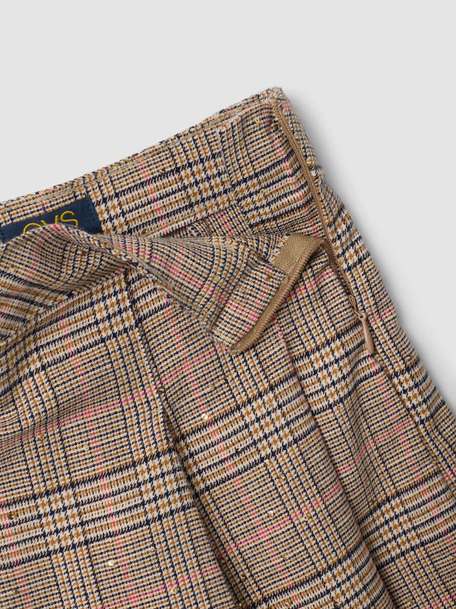 Girls&rsquo; brown checked stretch viscose skort_2