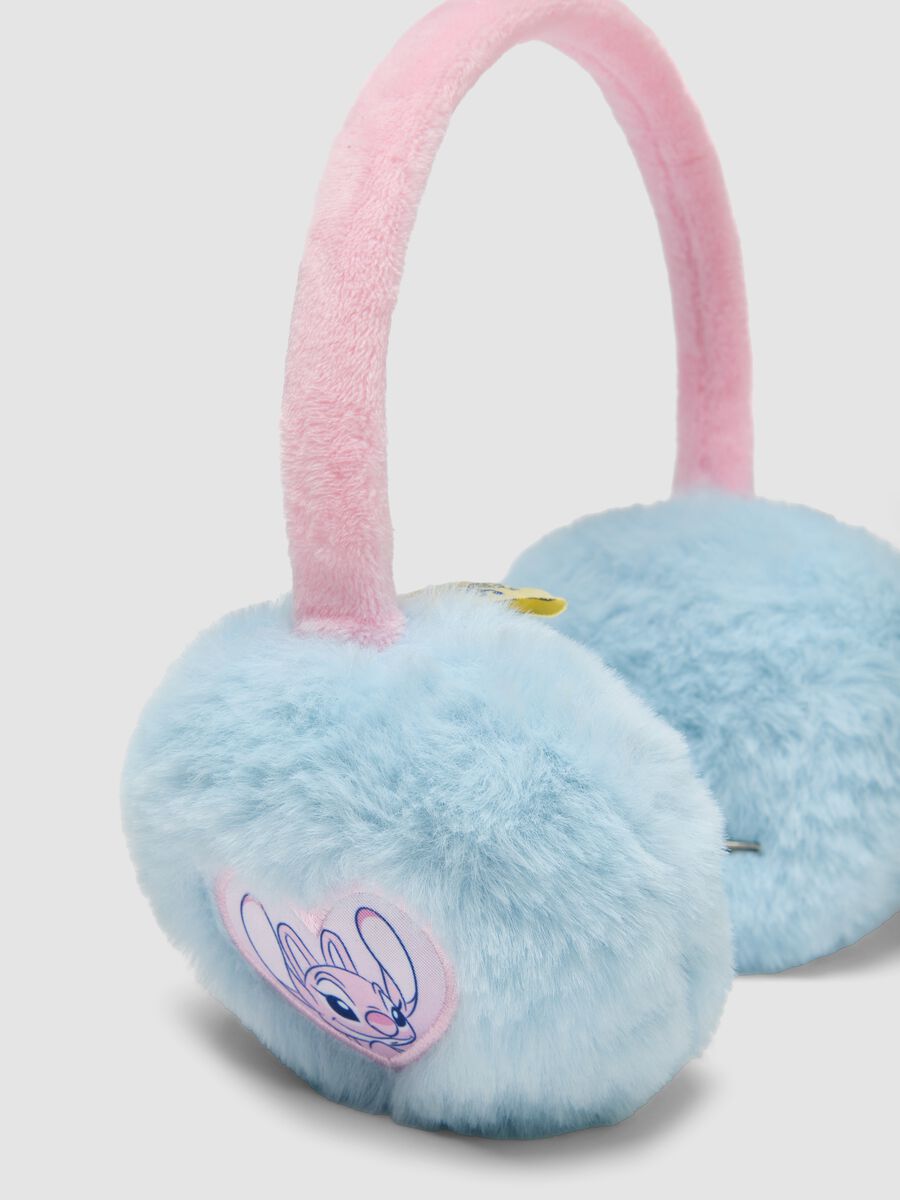 Blue ear warmers with Stitch patch_1