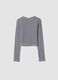 T-shirt nera a righe in cotone organico elasticizzato girocollo_5
