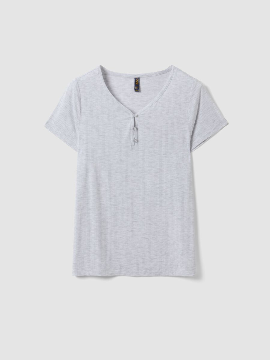 Grey stretch viscose V-neck pyjama top_4