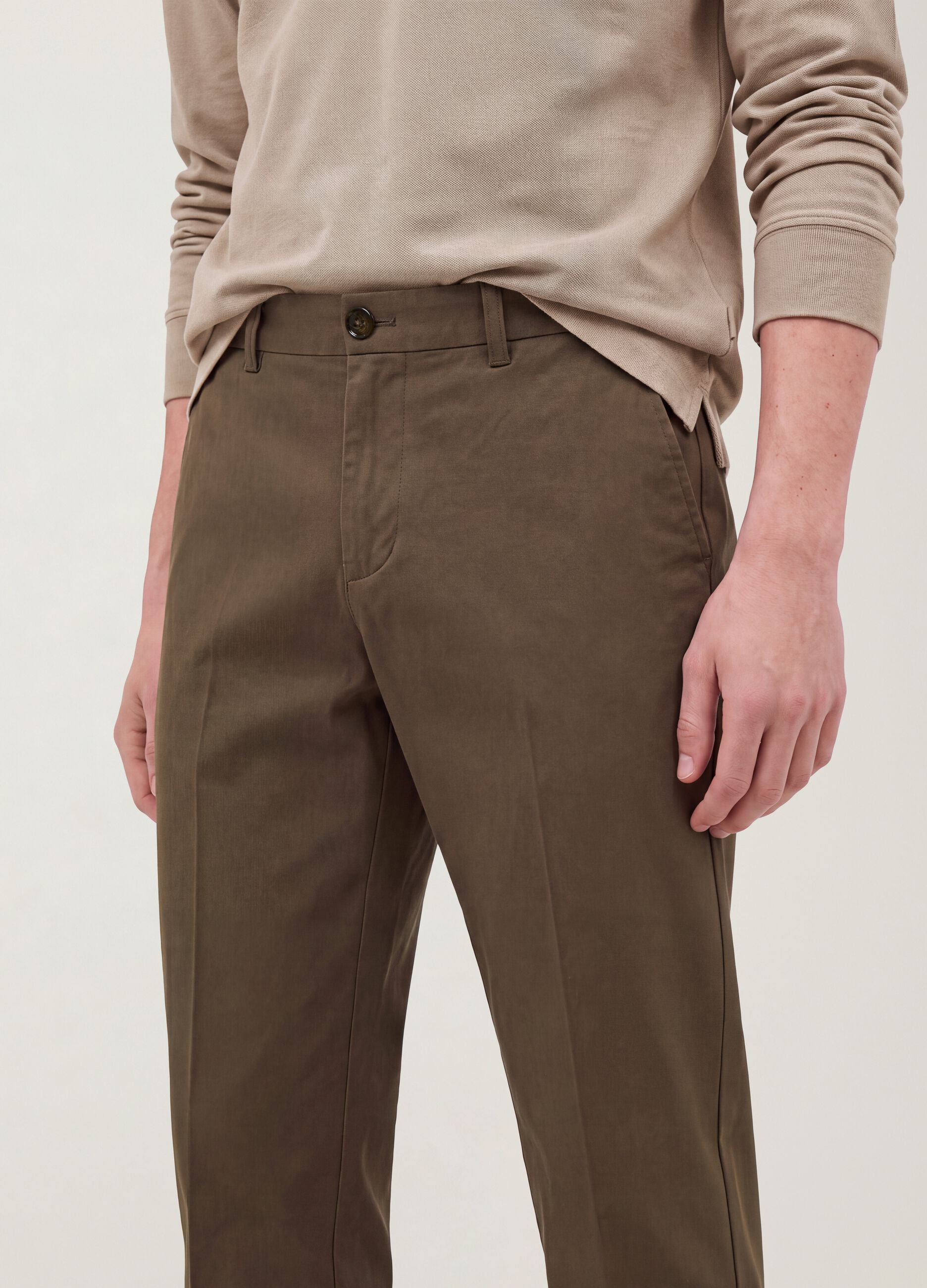 Brown slim-fit stretch-twill chinos