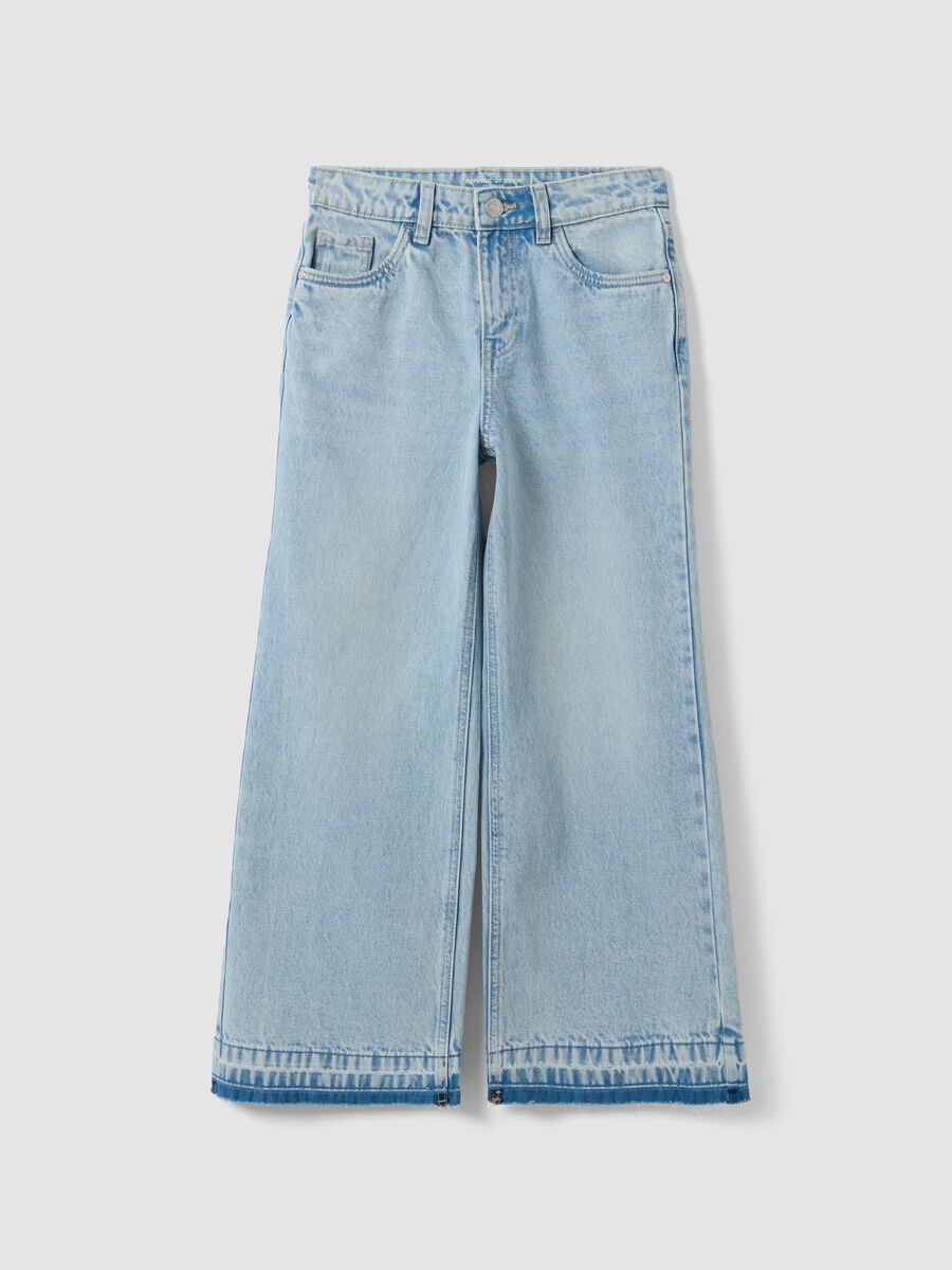 Blue culotte jeans in pure cotton for girls_3