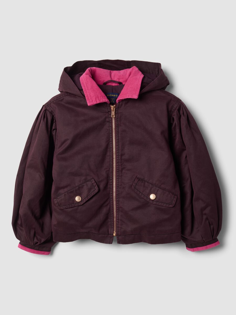 Purple padded cotton-blend hooded jacket_3
