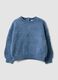 Blue crew-neck knitted jumper with floral pattern_0