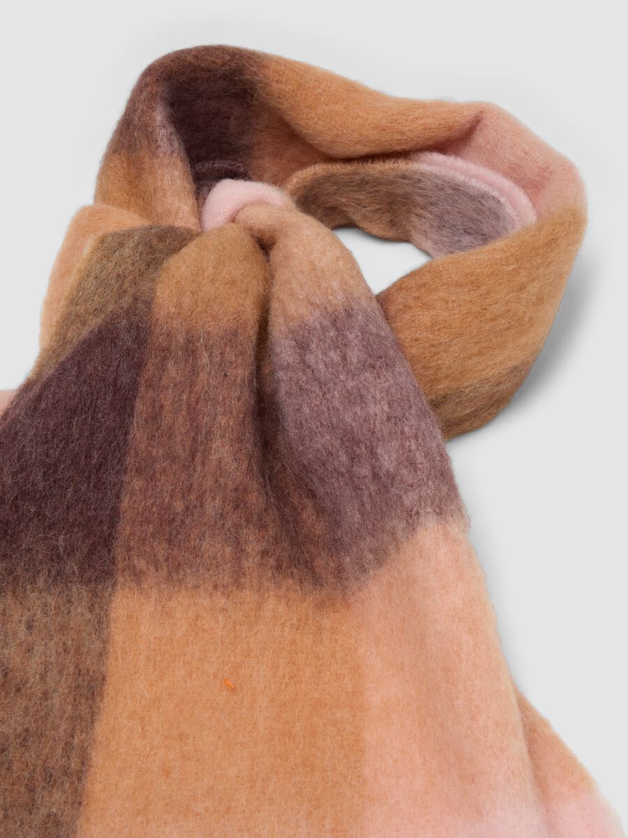 Brown wool and alpaca-blend scarf with fringes_1
