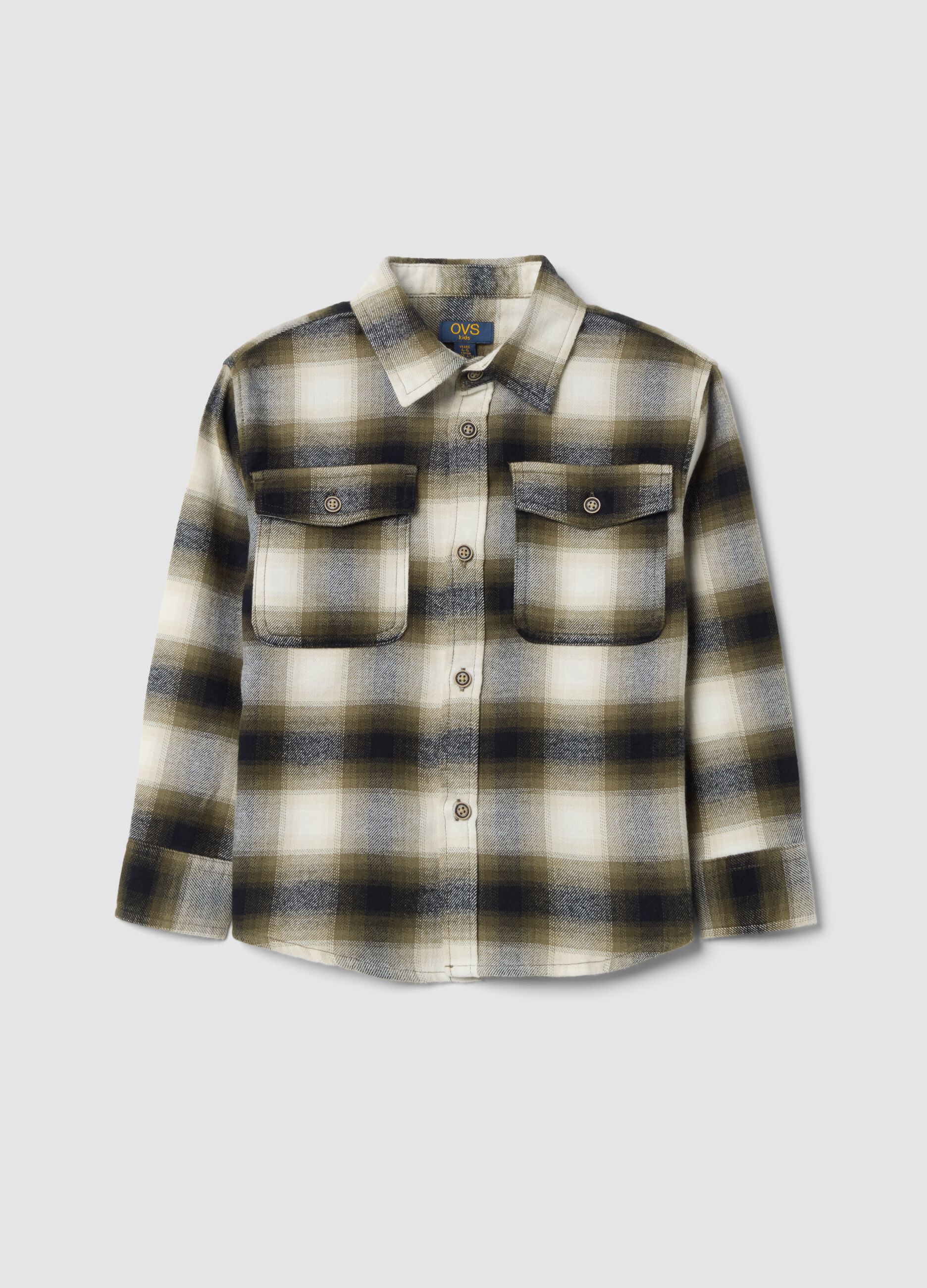 Camicia multicolor a quadri in puro cotone twill over fit