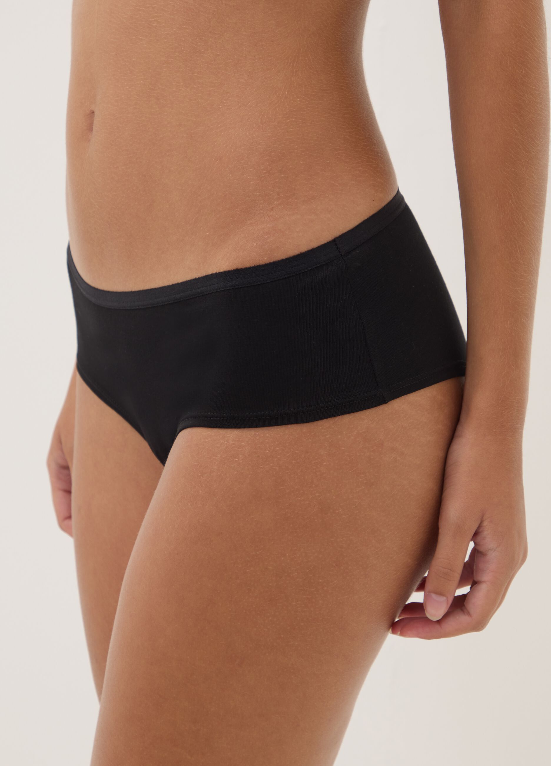 Pack of five black stretch-fabric briefs