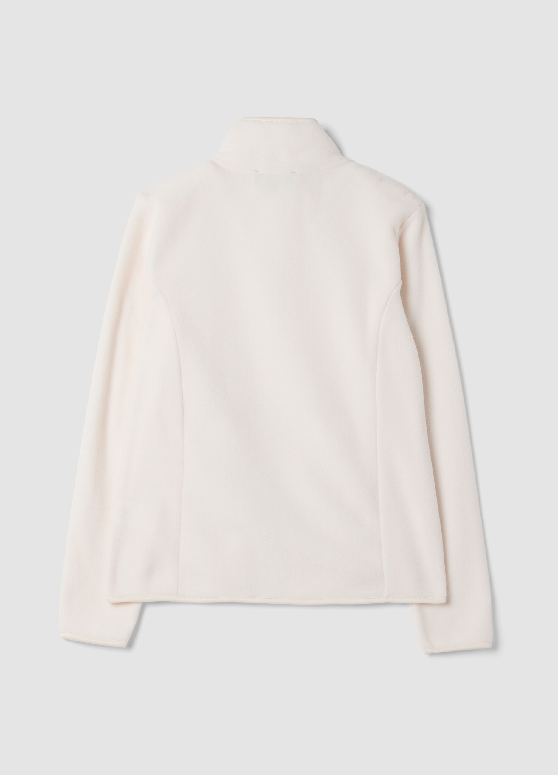 Felpa bianco sporco con girocollo e zip