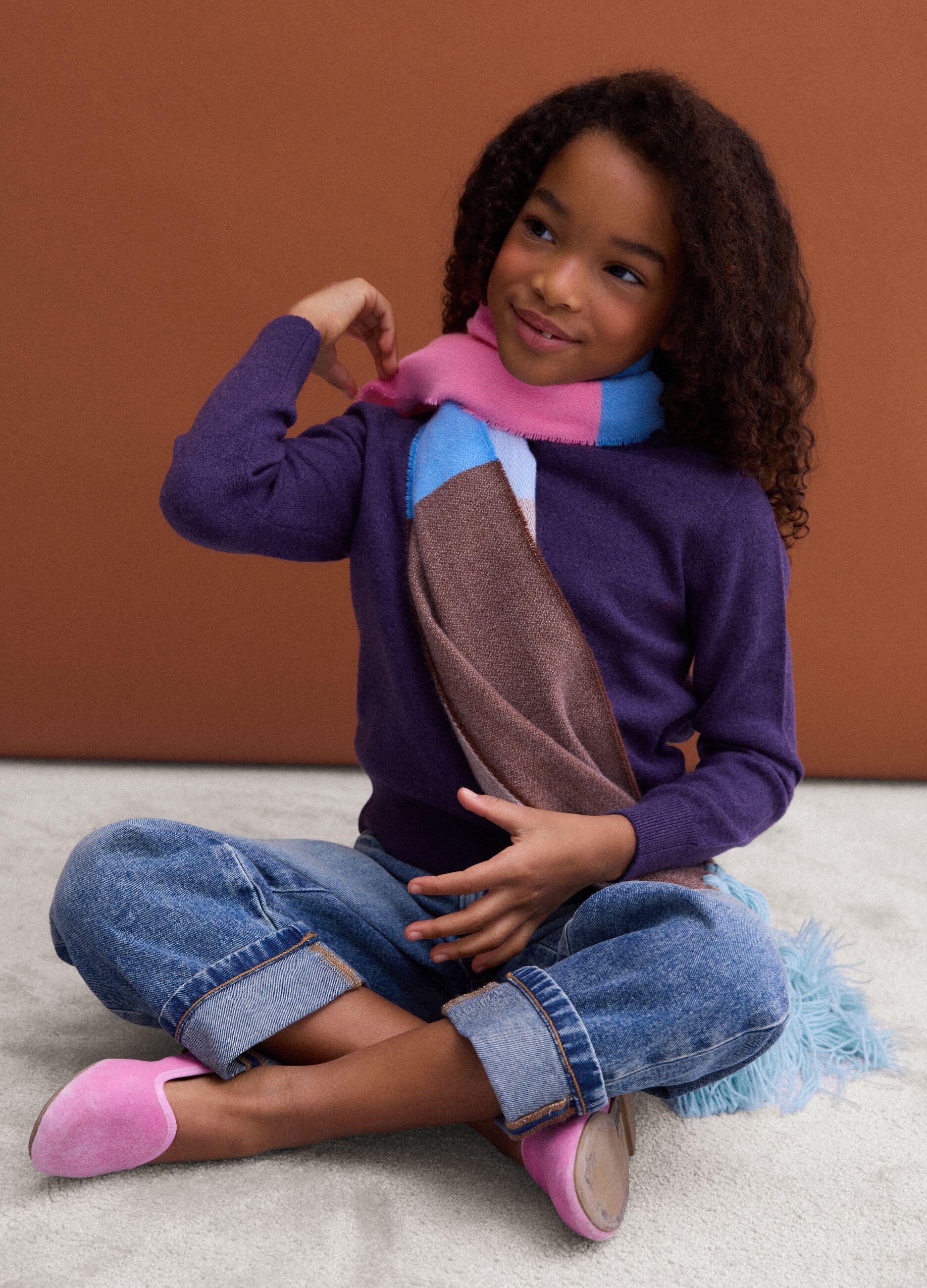Purple pure wool long-sleeve jumper, regular fit