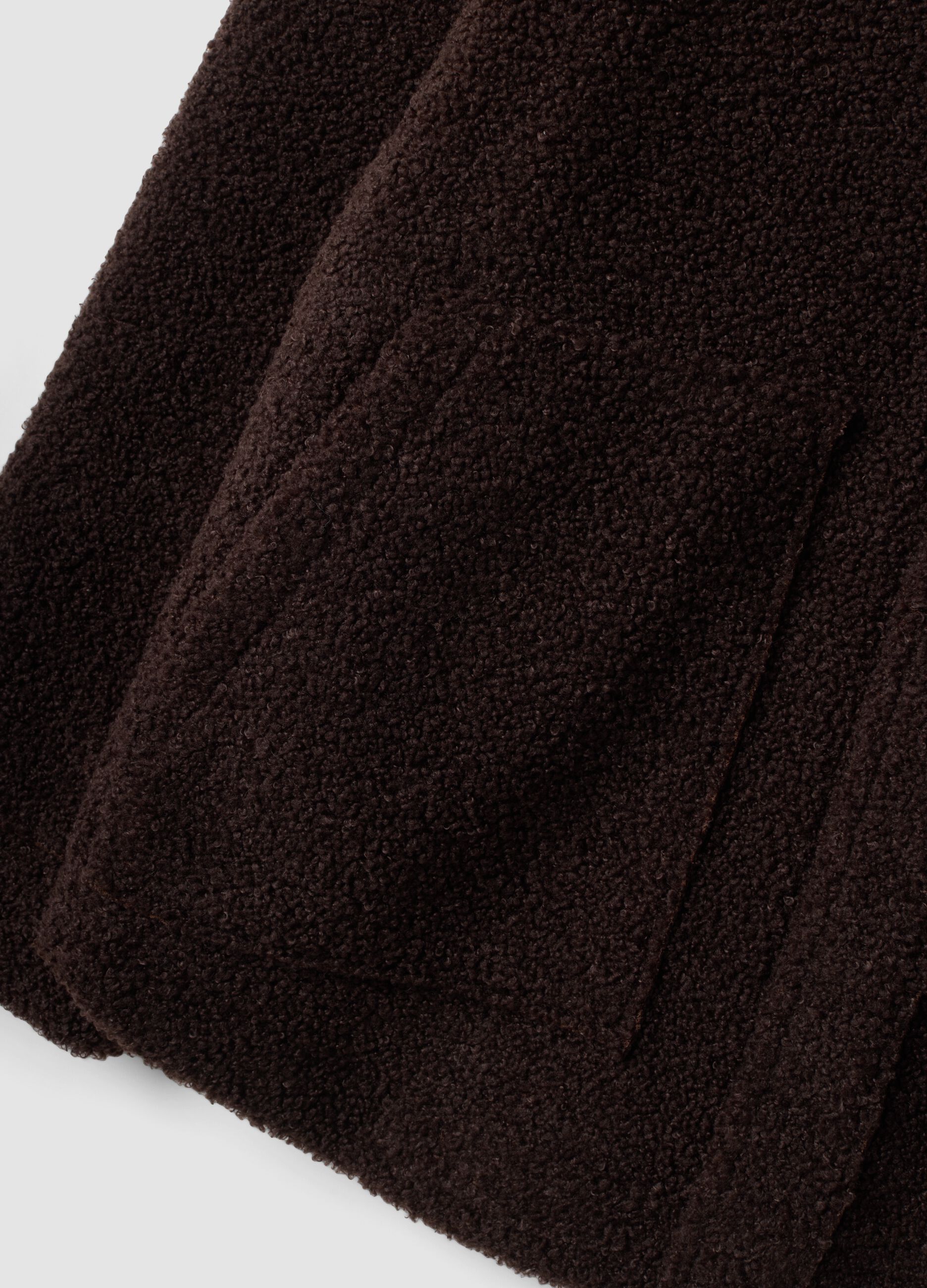 Brown sherpa shacket with buttons, relaxed fit &ndash; ALTAVIA STUDIO