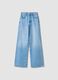 Light Blue Wide-Leg Pure Cotton Jeans_0