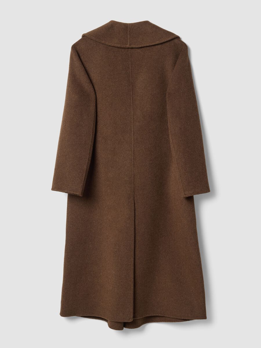 Cappotto lungo marrone in misto lana, cashmere e viscosa regular fit_1