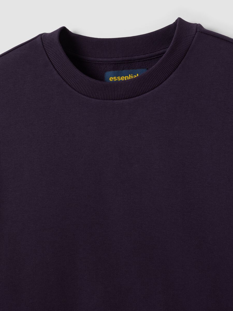 Purple cotton-blend crew-neck sweatshirt, regular fit_5