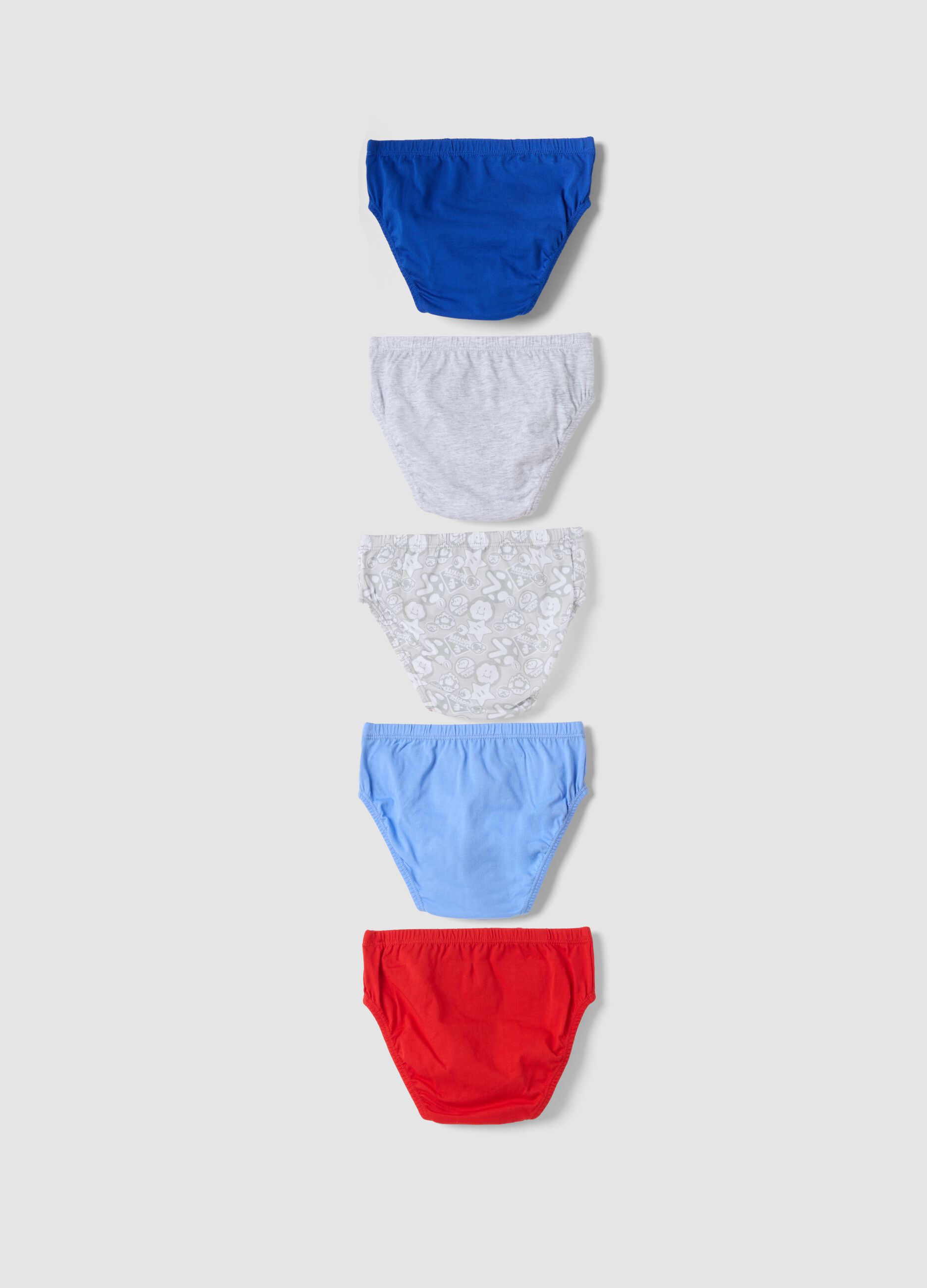 Five-pack of multicolour pure organic cotton Mario Kart briefs
