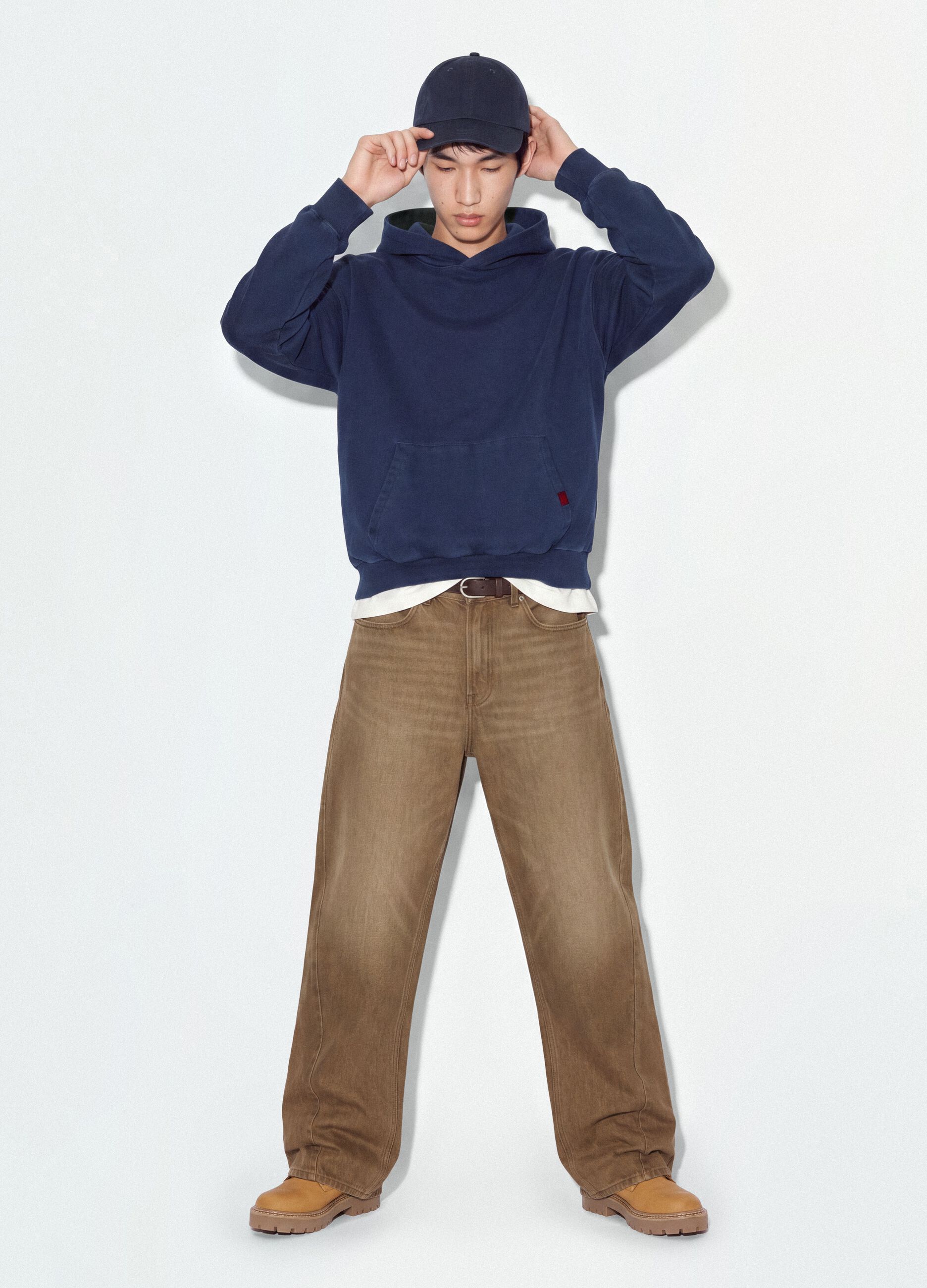 Jeans marroni in puro cotone barrel fit