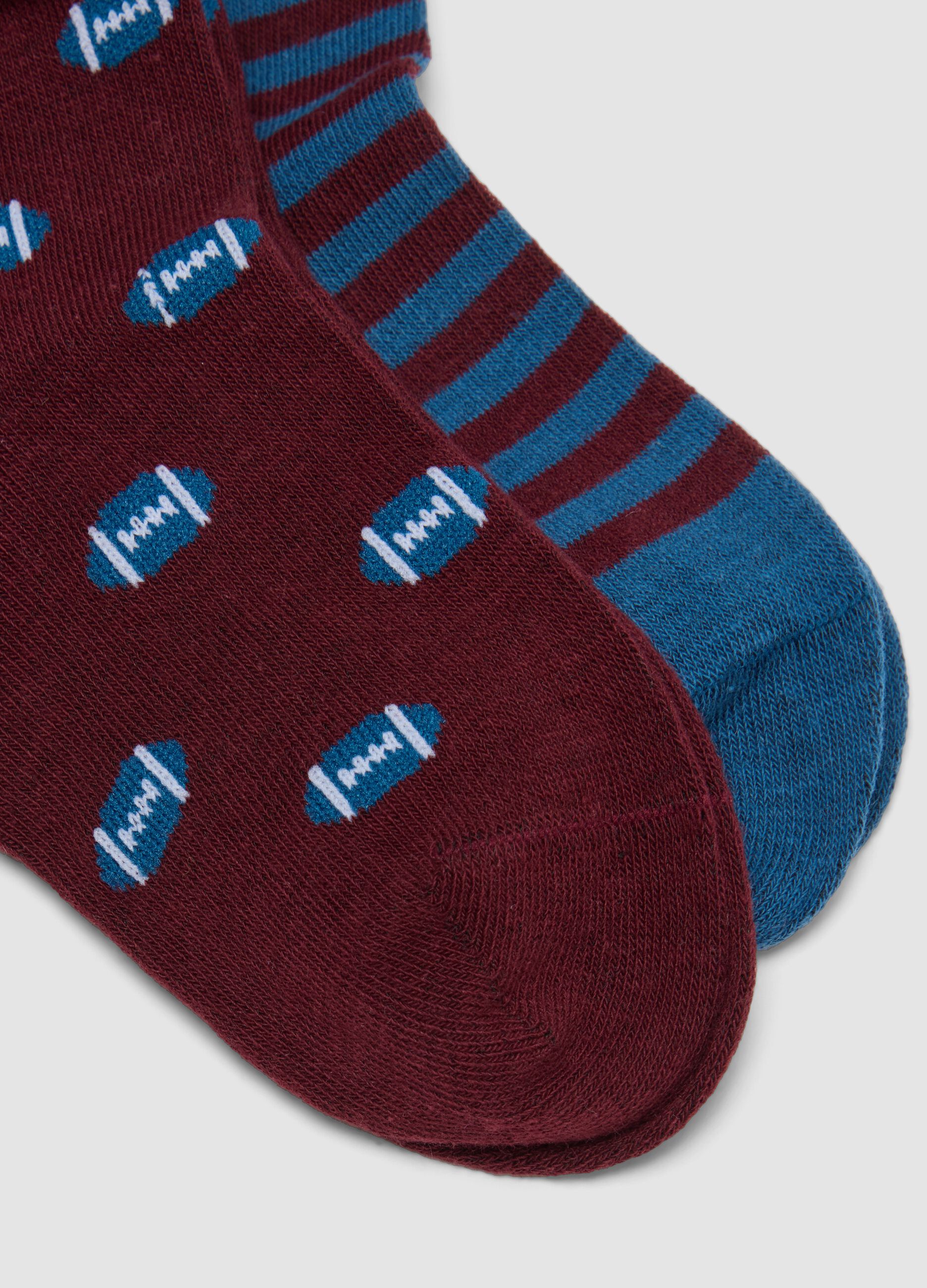 3-pack of multicolour patterned ankle socks in stretch organic cotton
