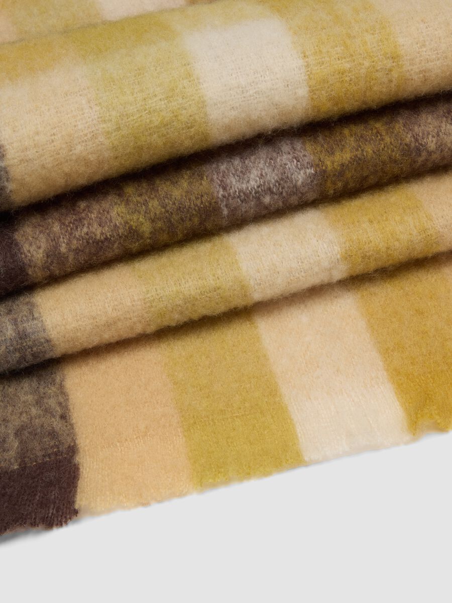 Brown checked wool-blend scarf_2