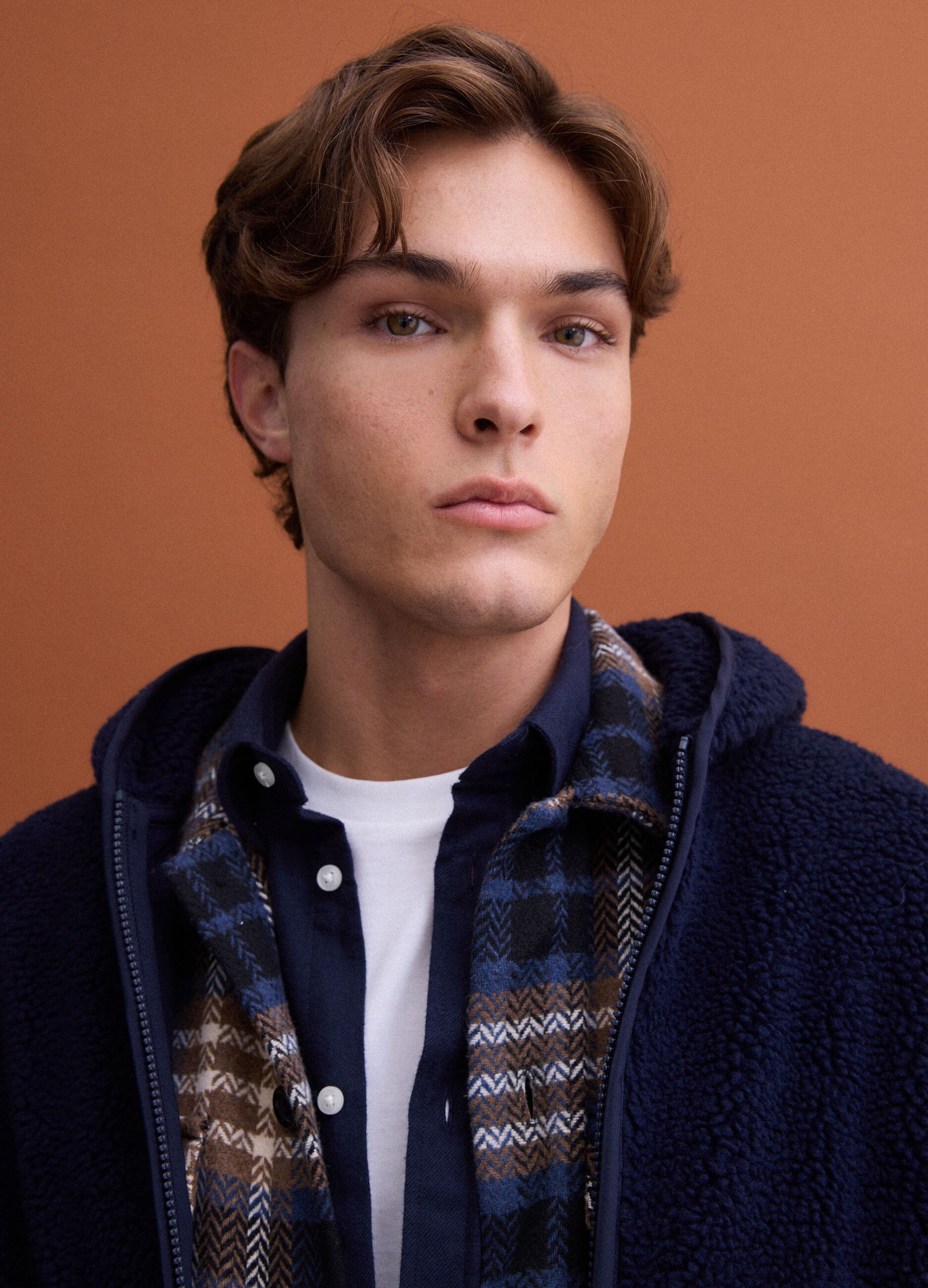 Blue sherpa hoodie, regular fit