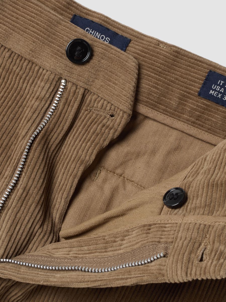Brown pure cotton cord chino trousers_1