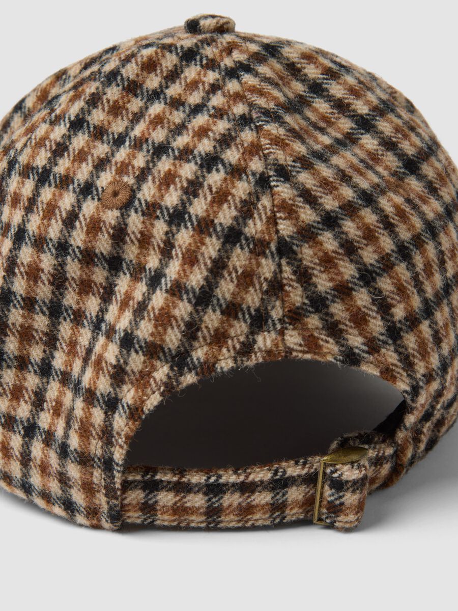 Brown checked wool-blend baseball cap_2