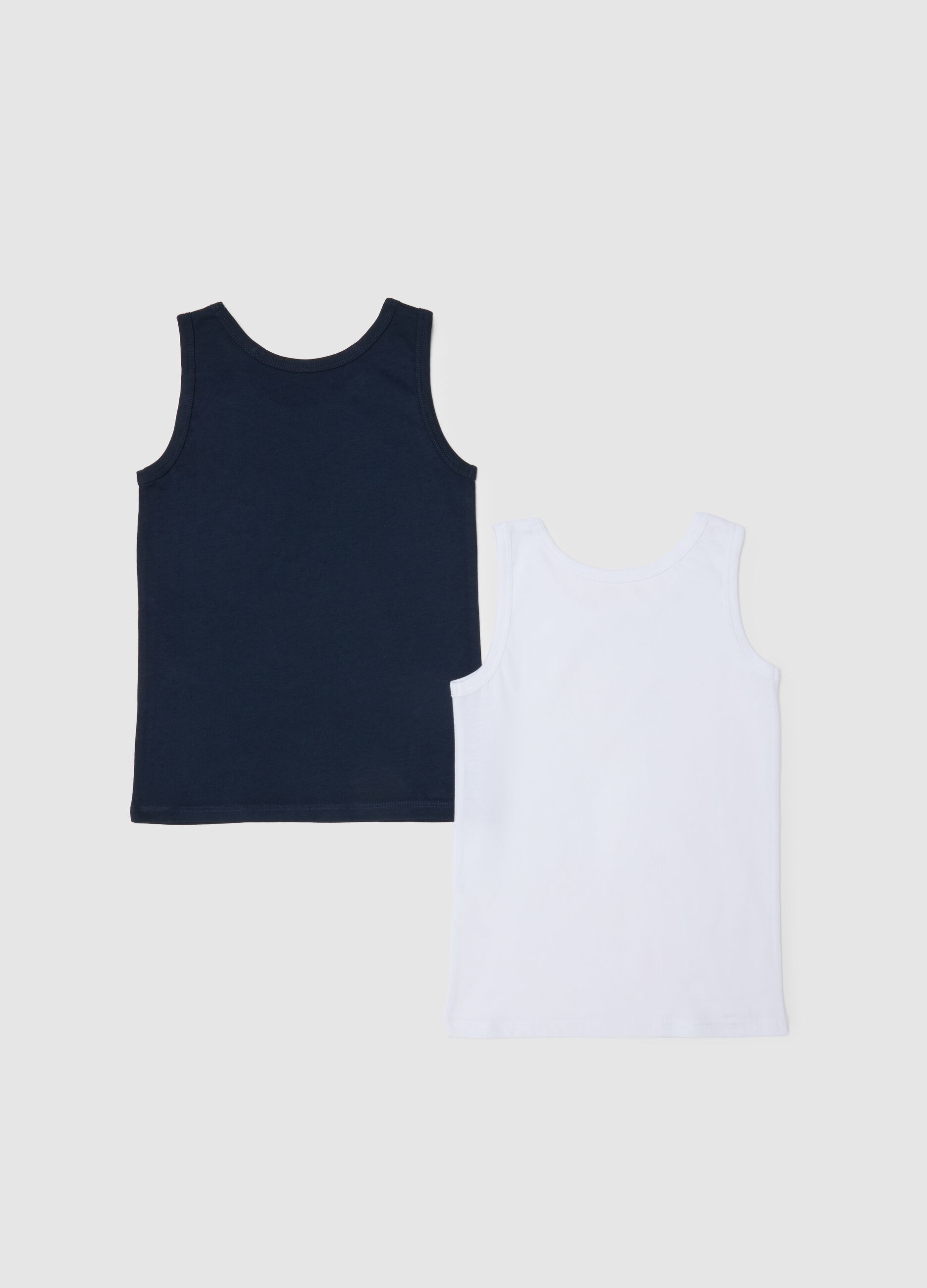 Boys' multicolour pure cotton regular fit tank top twin pack
