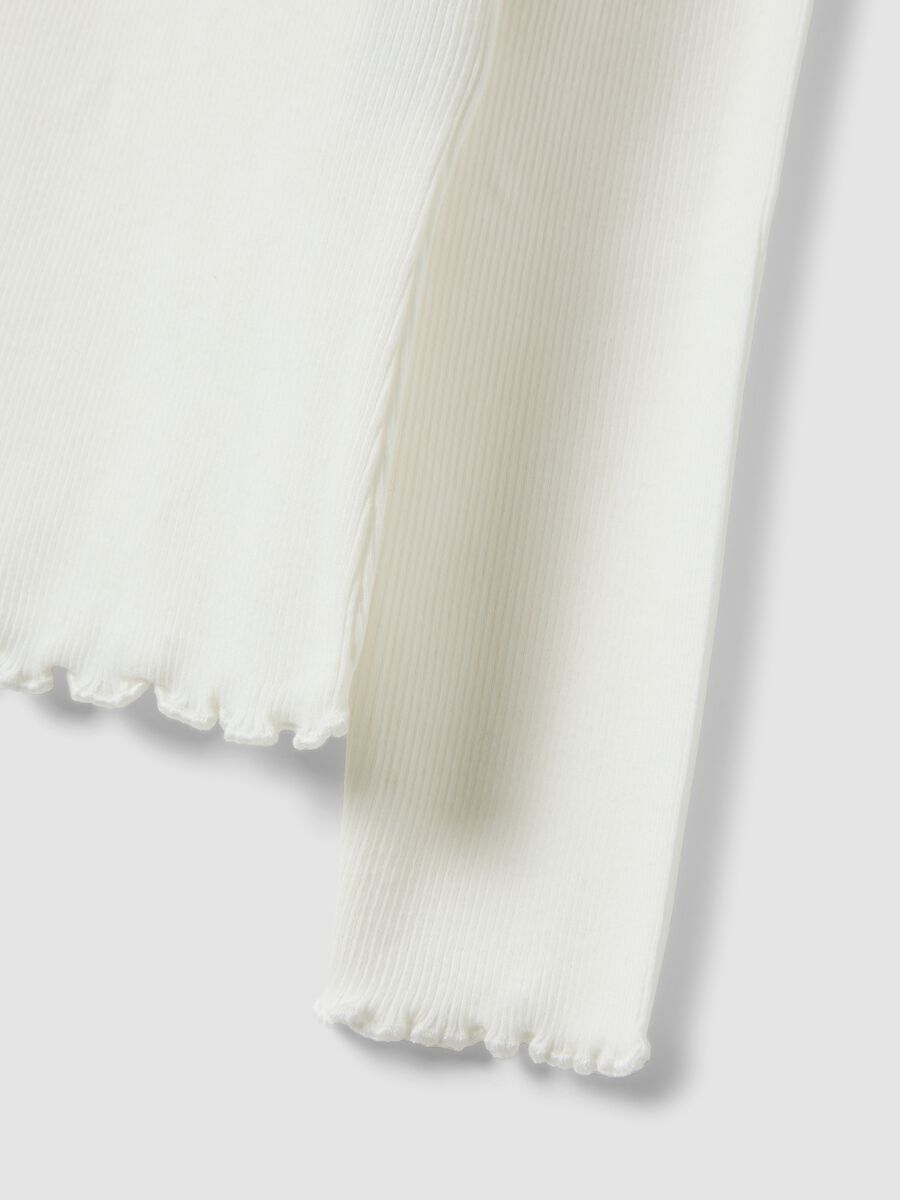 White ribbed organic stretch cotton T-shirt_3