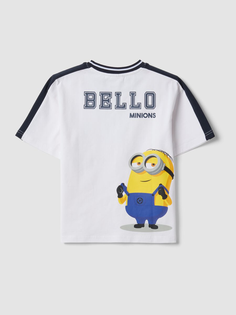 White oversized stretch cotton T-shirt with Minions print for boys_1