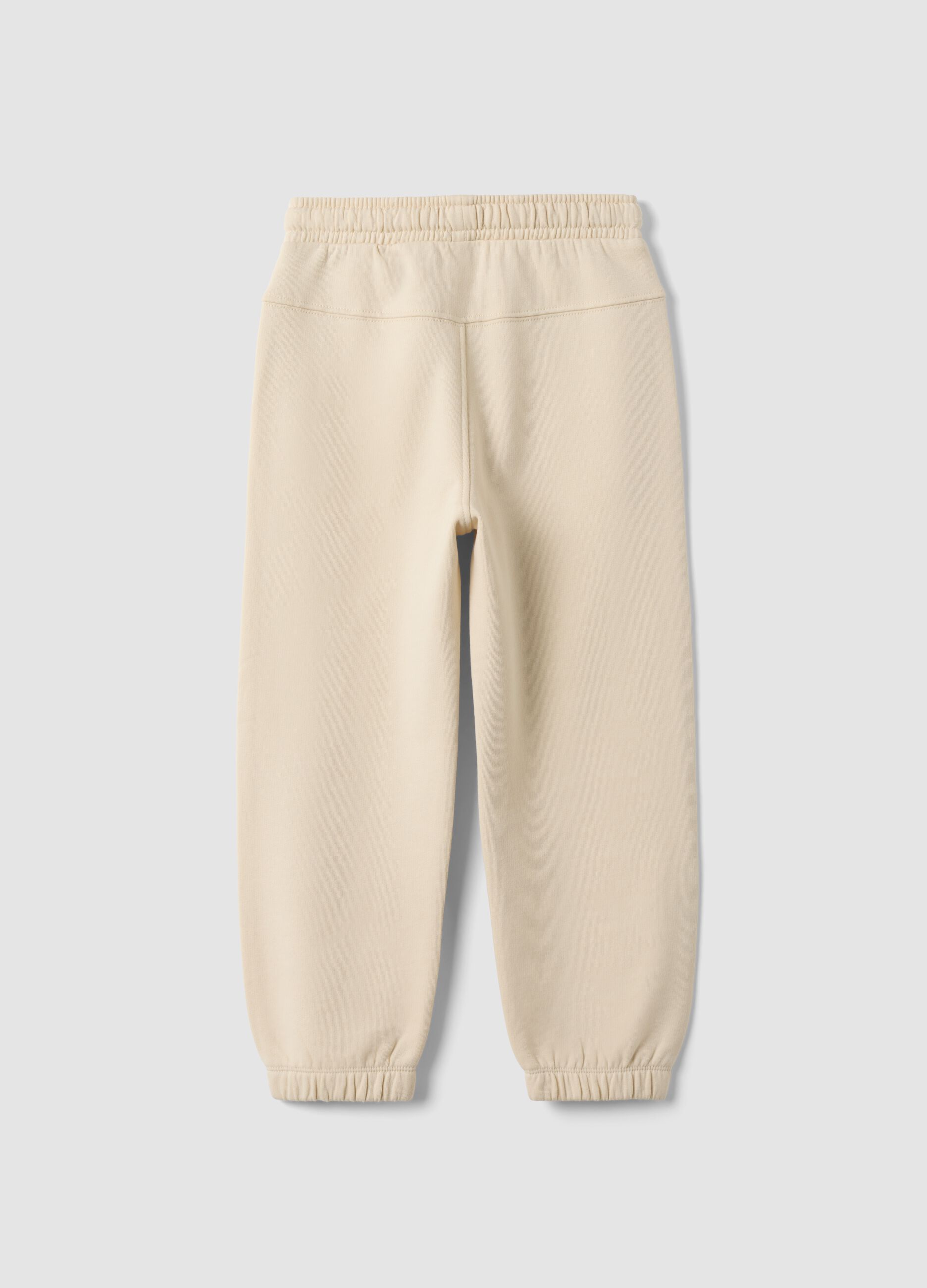 Sand pure cotton fleece oversized jogger trousers