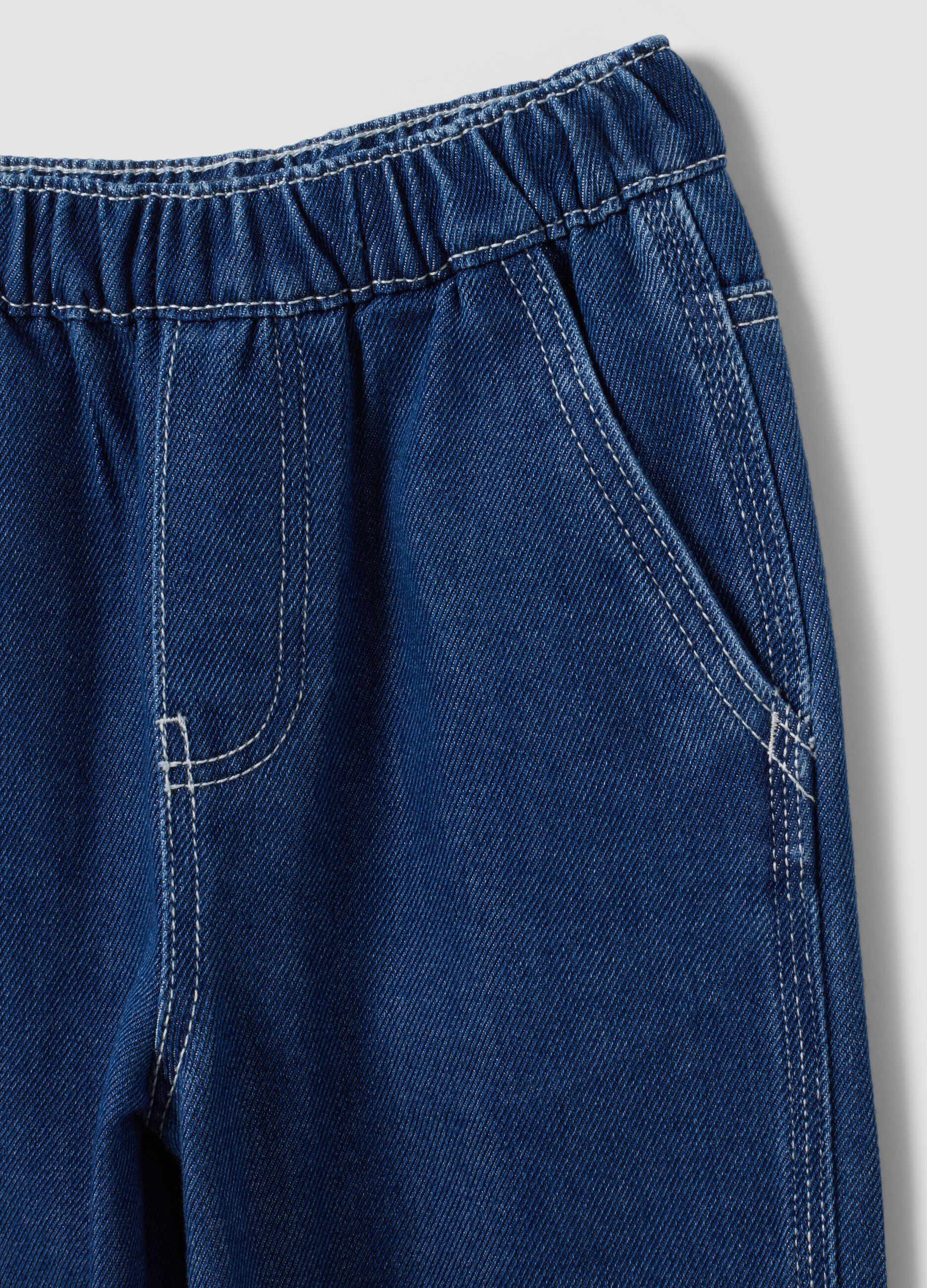 Blue cotton and viscose blend joggers with elasticated waistband for boys