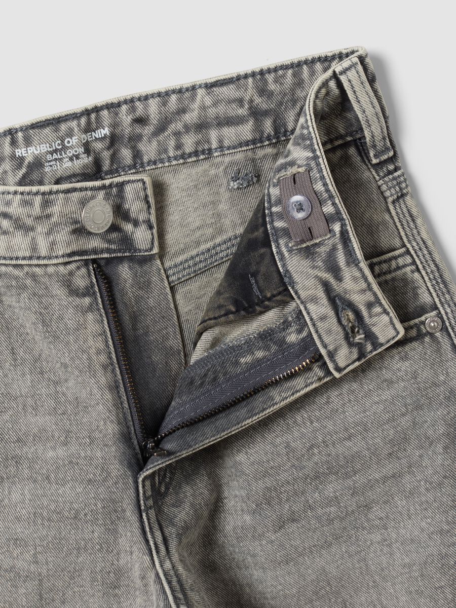 Grey pure cotton denim jeans, balloon fit_4