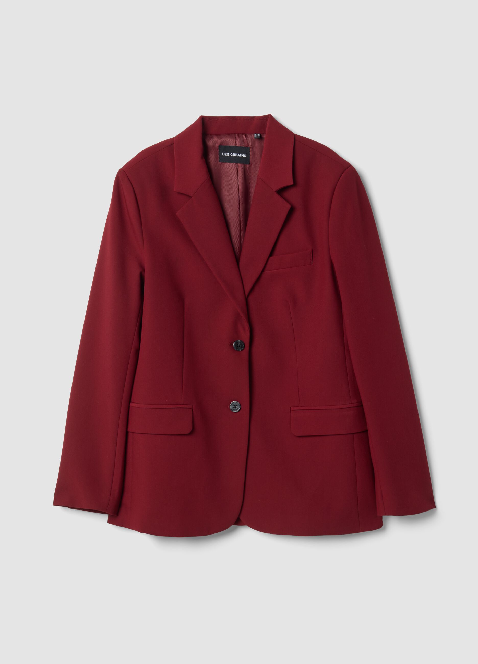 Red stretch viscose-blend regular-fit blazer with classic lapels