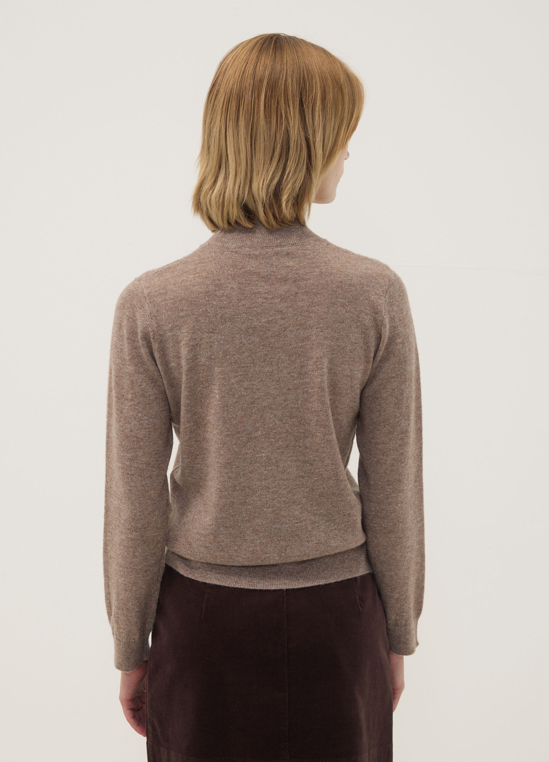 Grey wool-blend jumper with mock neck