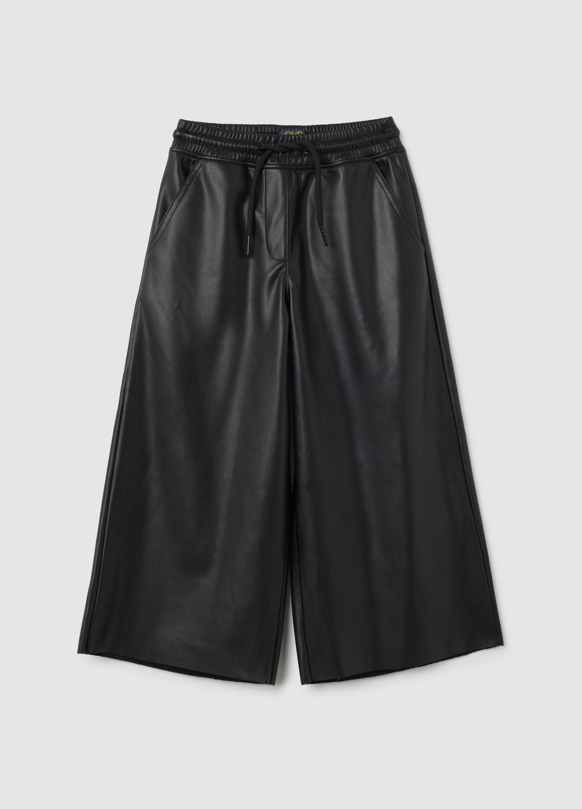 Girls' Black Regular Fit Trousers