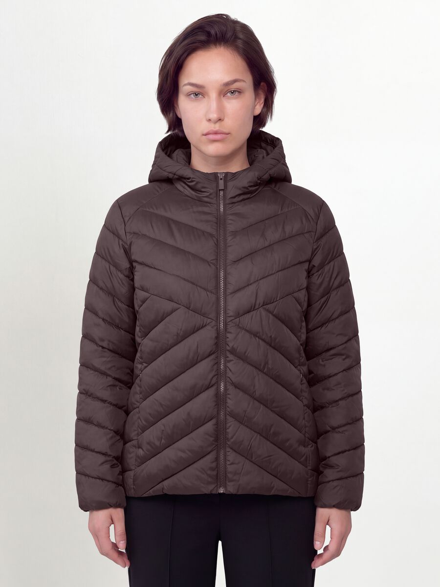 Purple Ultralight quilted jacket with hood and zip, regular fit_0