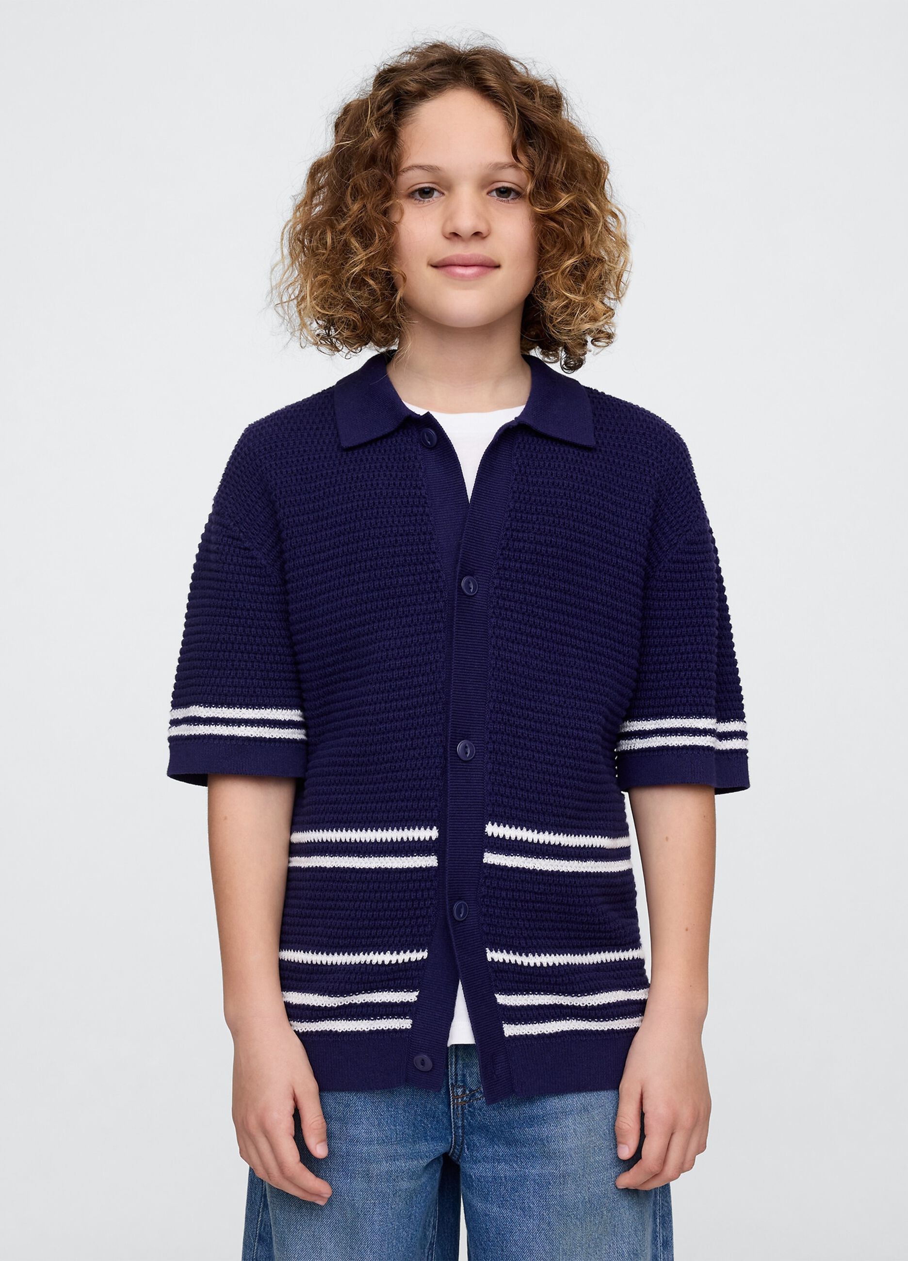 Blue Short Sleeve Polo in Pure Cotton by OVS