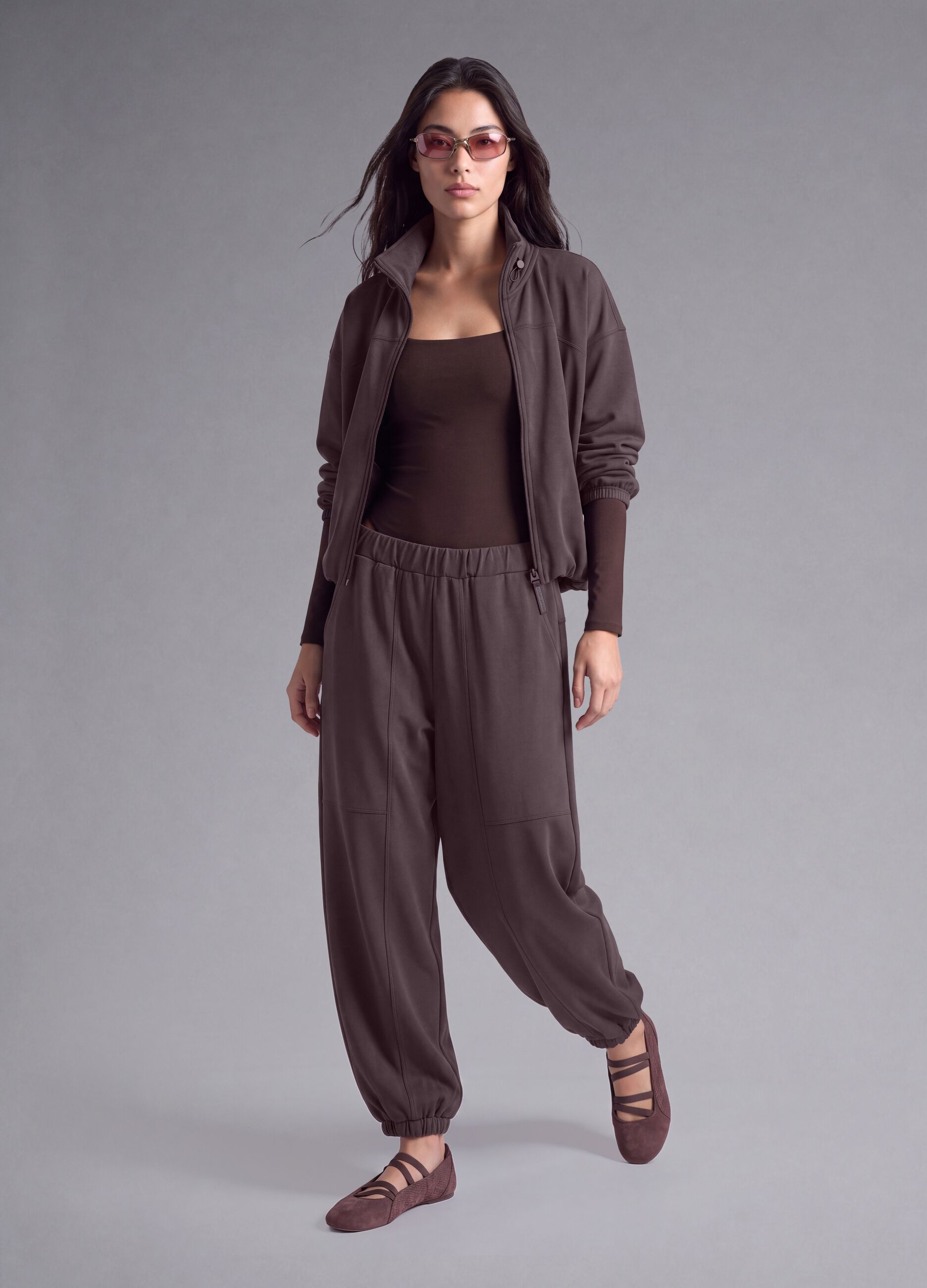 Cropped purple full-zip soft-touch jacket with stand-up collar ALTAVIA STUDIO