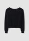 Black fitted viscose-blend top with boat neckline_2