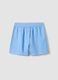 Regular-fit pure cotton checked pyjama shorts in white and light blue_4