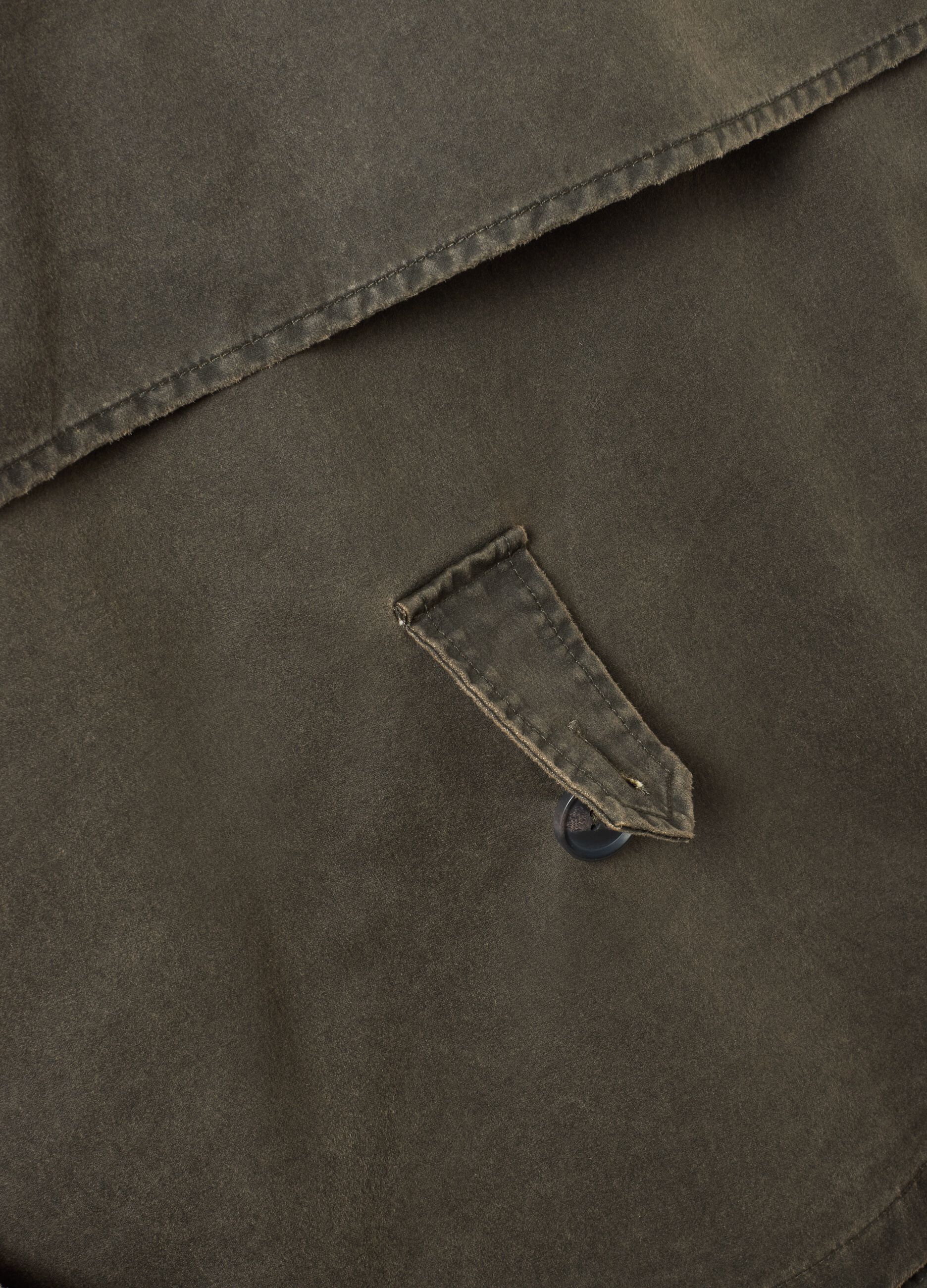 Green cotton-blend trench coat with contrasting collar, regular fit