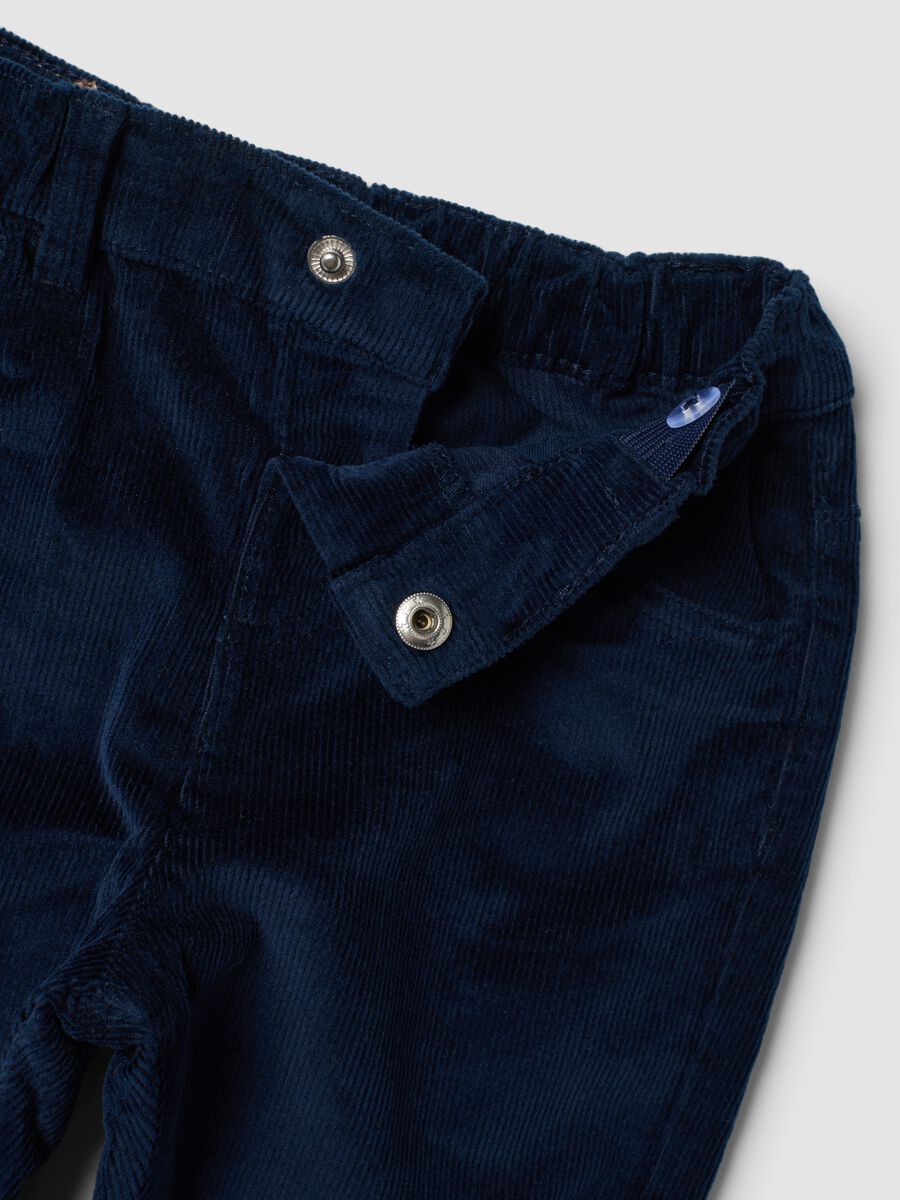 Navy ribbed stretch cotton trousers_2