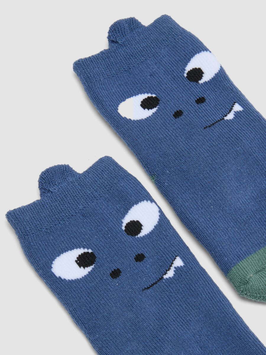 2-pack of multicolour non-slip socks in organic cotton blend_1