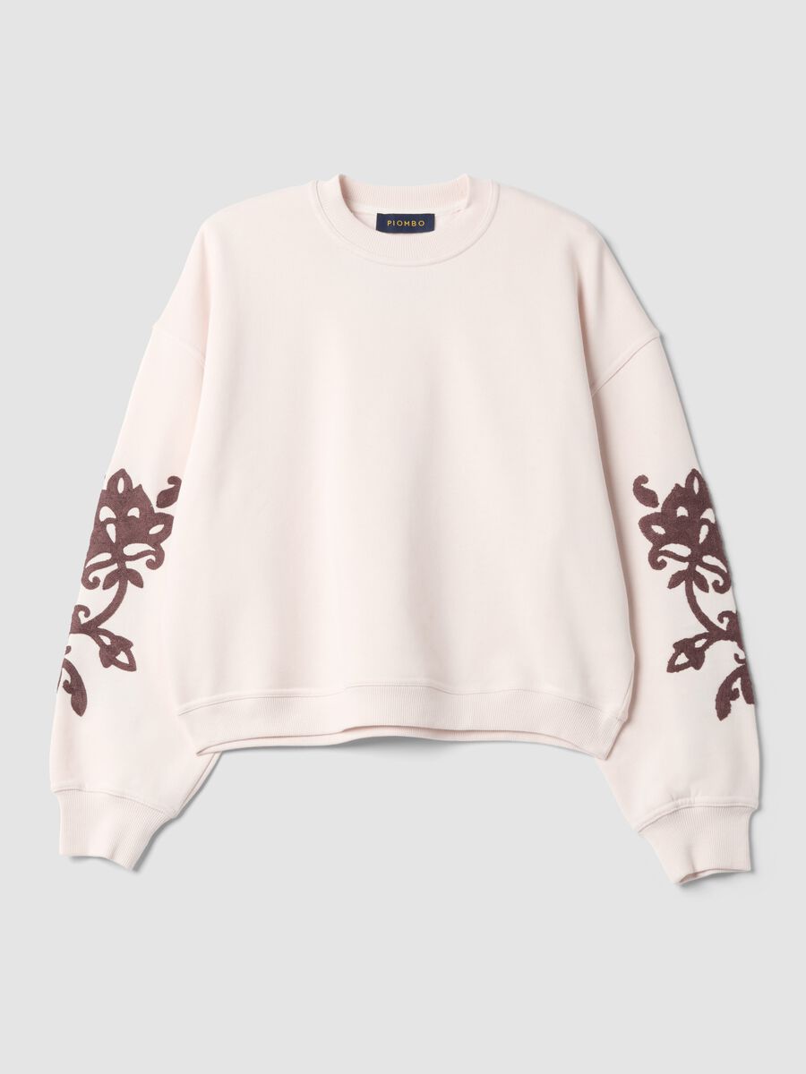 White cotton-blend sweatshirt with embroidery, regular fit_4