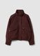 Brown stretch high-neck jacket, regular fit_4