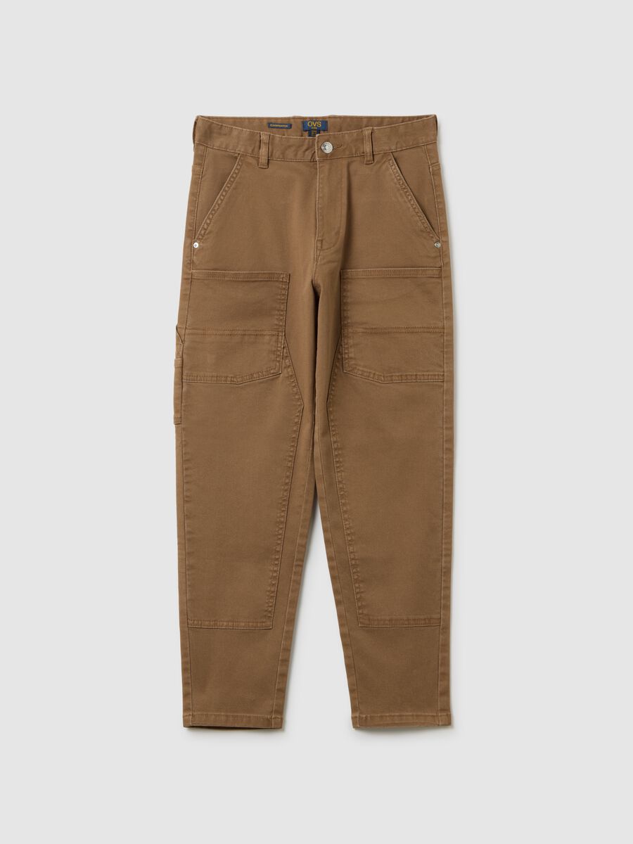 Boys' brown stretch cotton relaxed fit trousers_3