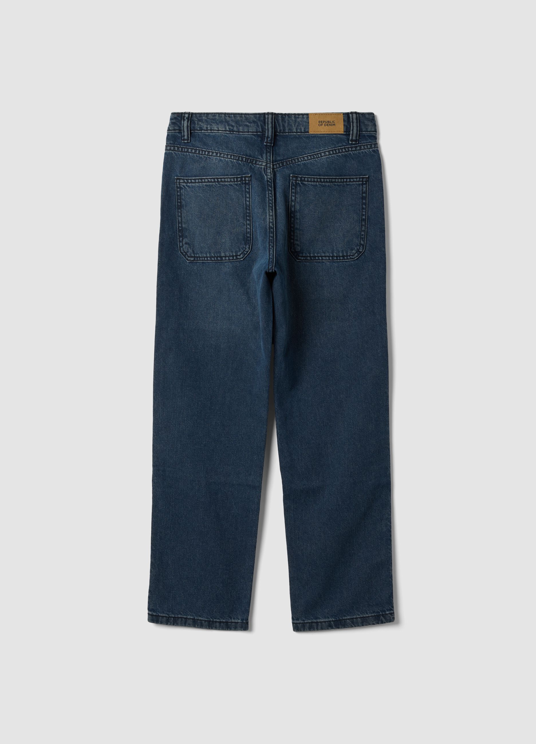 Jeans blu scuro straight fit in puro cotone