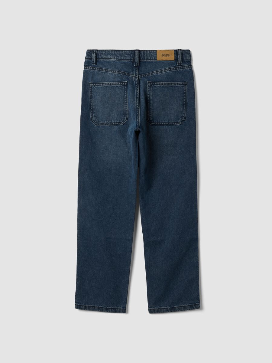 Dark blue straight-fit jeans in pure cotton_1
