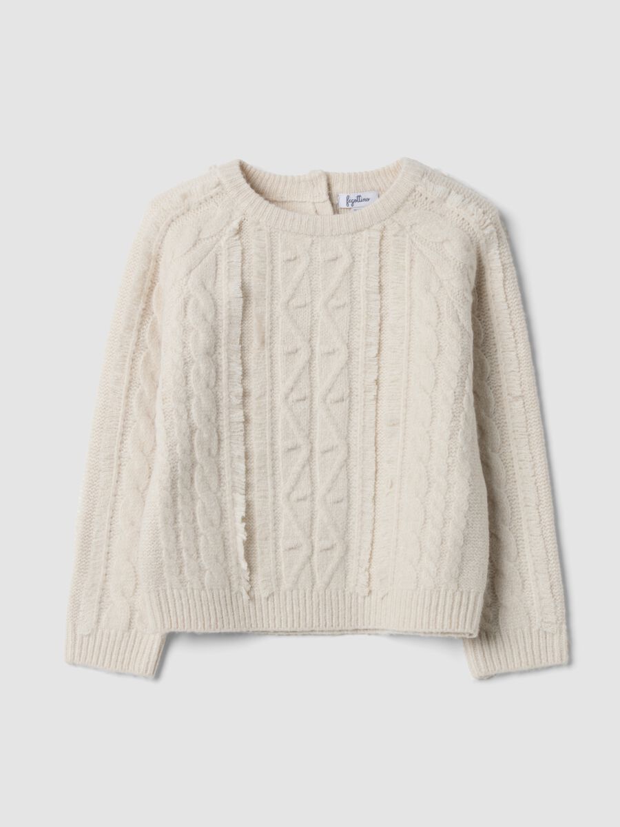 White regular-fit cable-knit stretch jumper_0