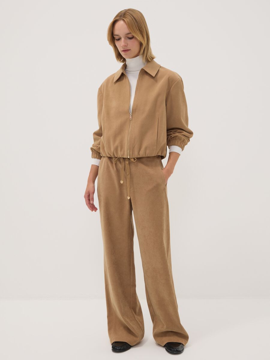 Beige stretch-fabric over-fit blazer with zip fastening_2