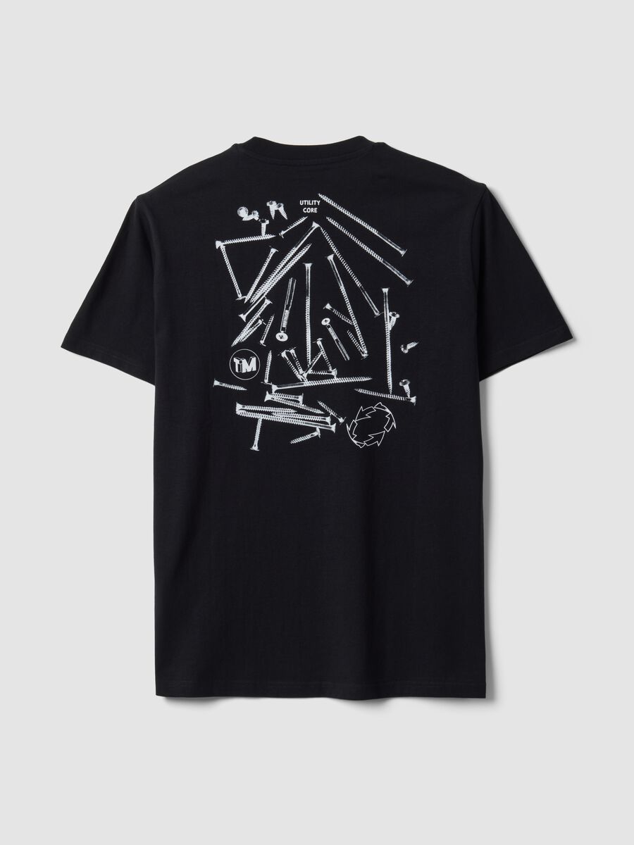 Black pure cotton crew-neck printed T-shirt_1